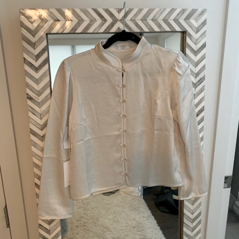 Aritzia Sand Baroque Blouse